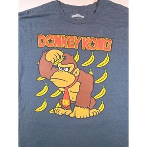Nintendo Donkey Kong Mens 3XB Graphic Print Shirt Heather Navy Blue Bananas Tee